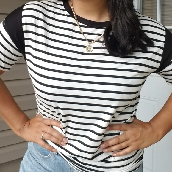 YING & YANG RELAXED STRIPE TEE TOP - Picture 5 of 15